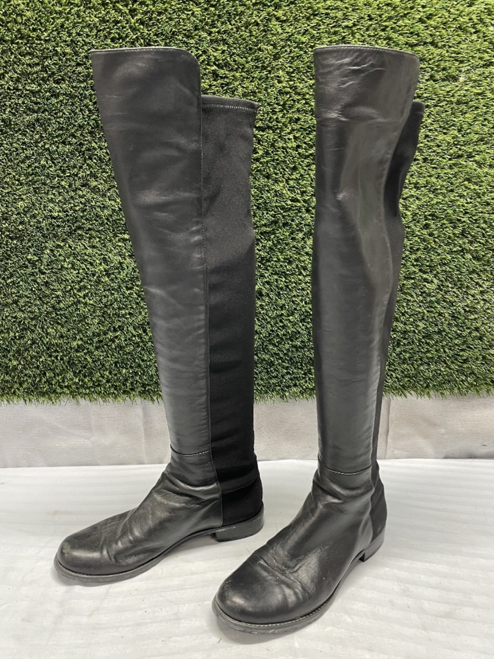 Stuart Weitzman Womens Black Leather Stretch Over The Knee Boots 7M